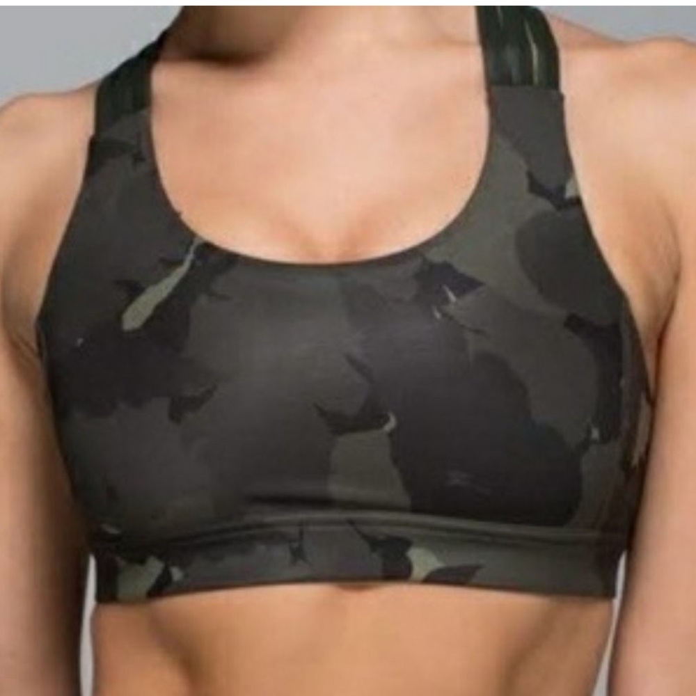 Lululemon All Sport Bra Camo RARE Strappy Olive 8